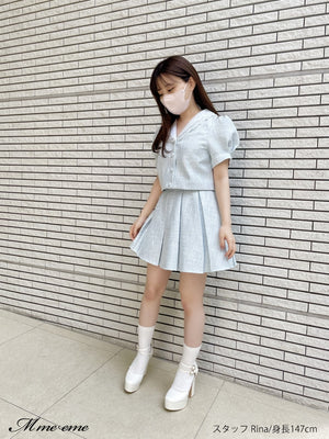 【SALE】Lace collar tweed jacket (eme10404)