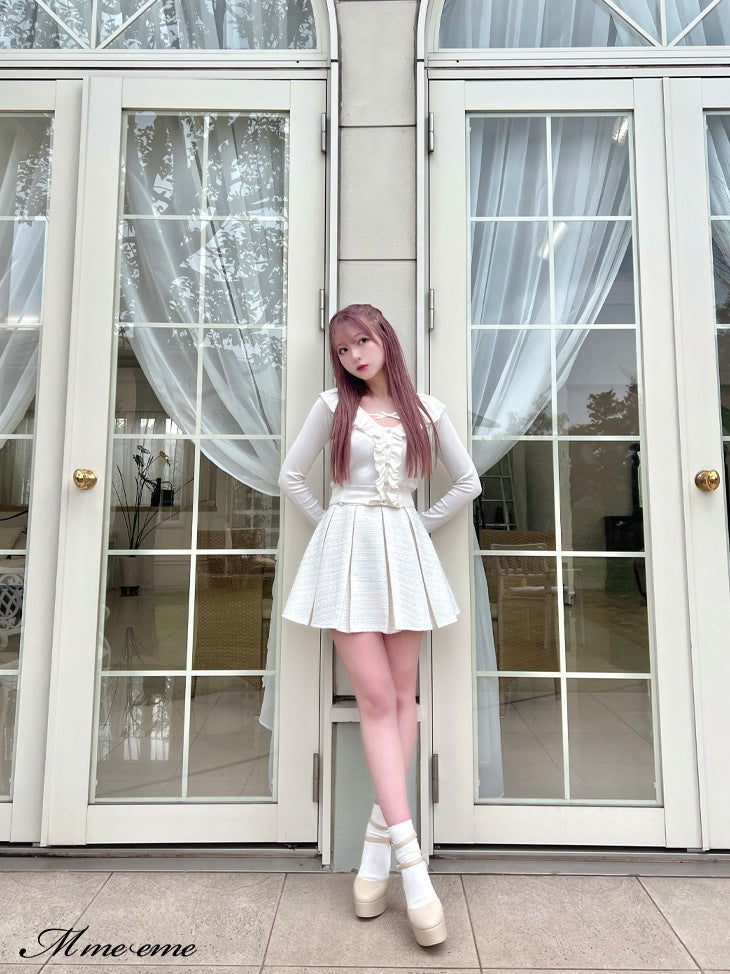 【SALE】Tweed pleated skirt (eme10414)