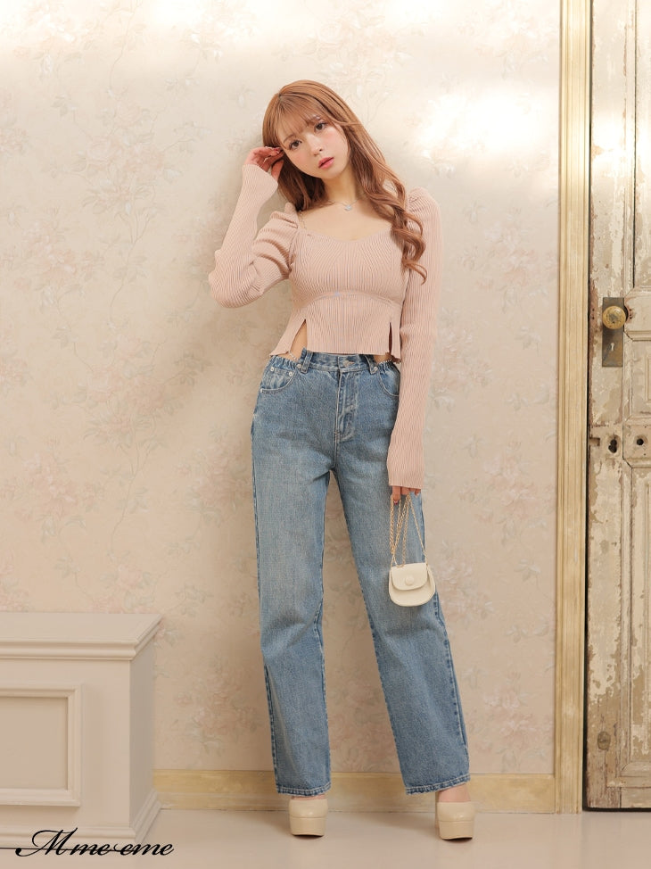 【SALE】Waist cut straight denim (eme10315)