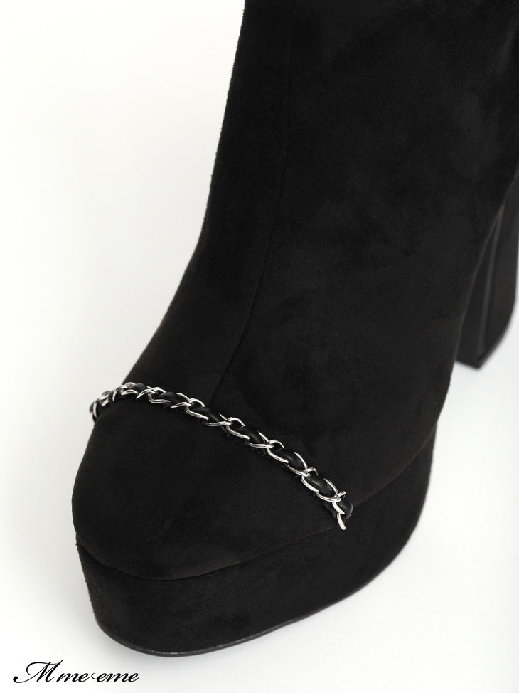【SALE】Cut design chain long boots (eme10328)