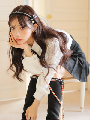 【SALE】Suede pleated skirt (eme10334)