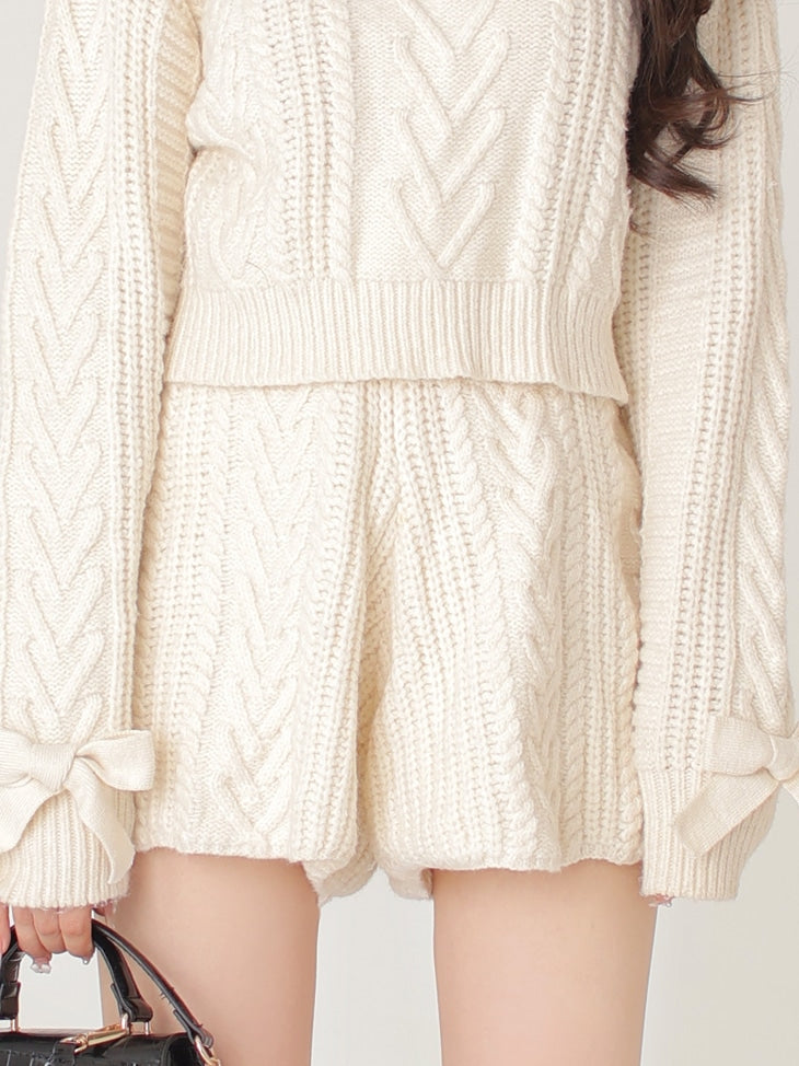 【SALE】Heart cable knit pants (eme10260)