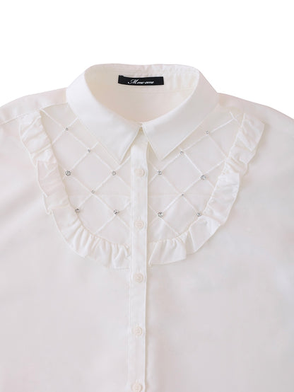 【SALE】Sheer bijou cropped shirt (eme10430)