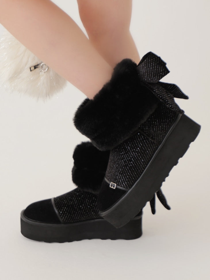 M me eme 2wayベロアムートンブーツ 2way Velour Mouton Boots