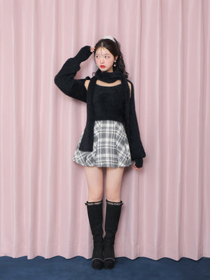 Scarf like shaggy knit tops (eme10372)