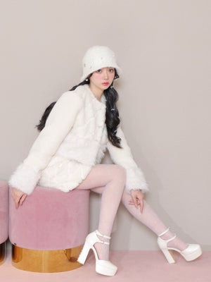 Shine bijou fake far jacket(eme10357)