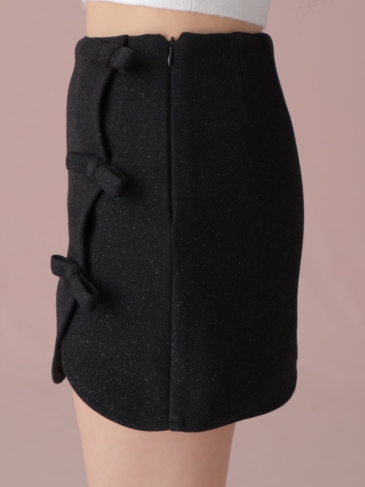 Lame ribbon trapizoid mini skirt (eme10370)