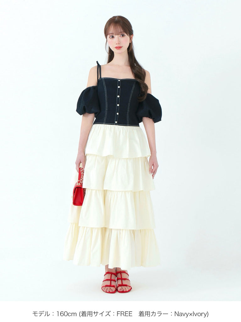 denim docking tiered one piece(eme10389)