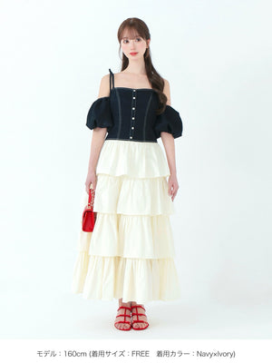 denim docking tiered one piece(eme10389)