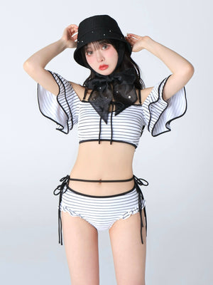 Ribbon frill border swimwear(eme10473)
