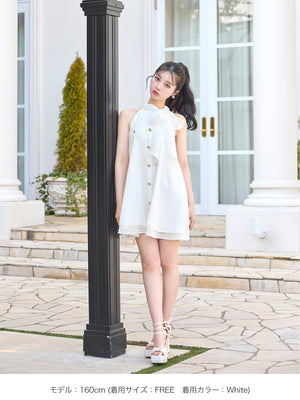 Helter neck ribbon mini onepiece(eme10537)
