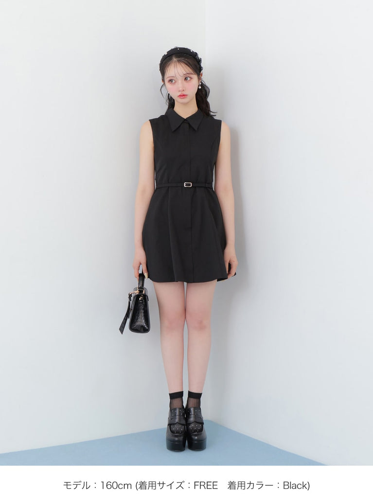 Back ribbon flare mini onepiece(eme10604)