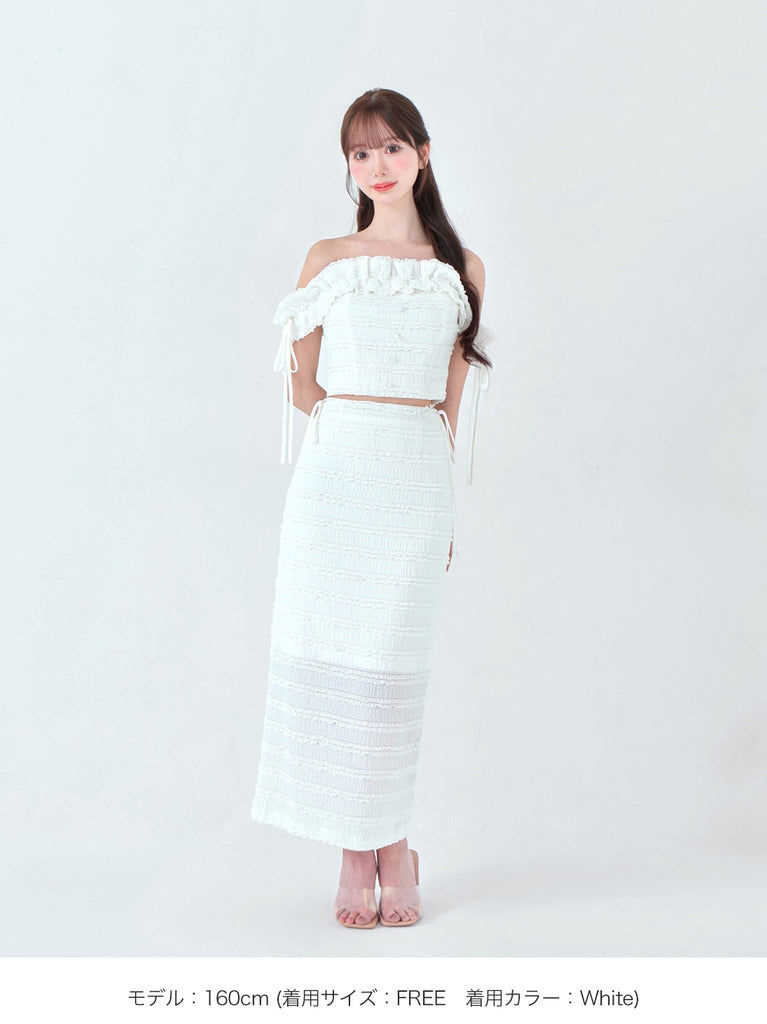 Off shoulder shirring race setup(eme10484)