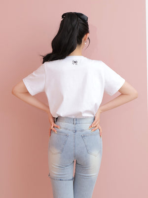 Ribbon sweet logo t-shirt(eme10709)