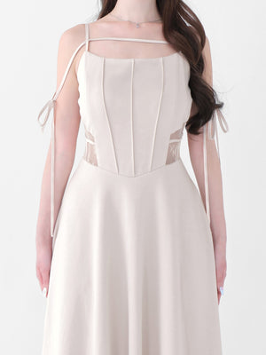 Side lace smooth ribbon onepiece(eme10394)