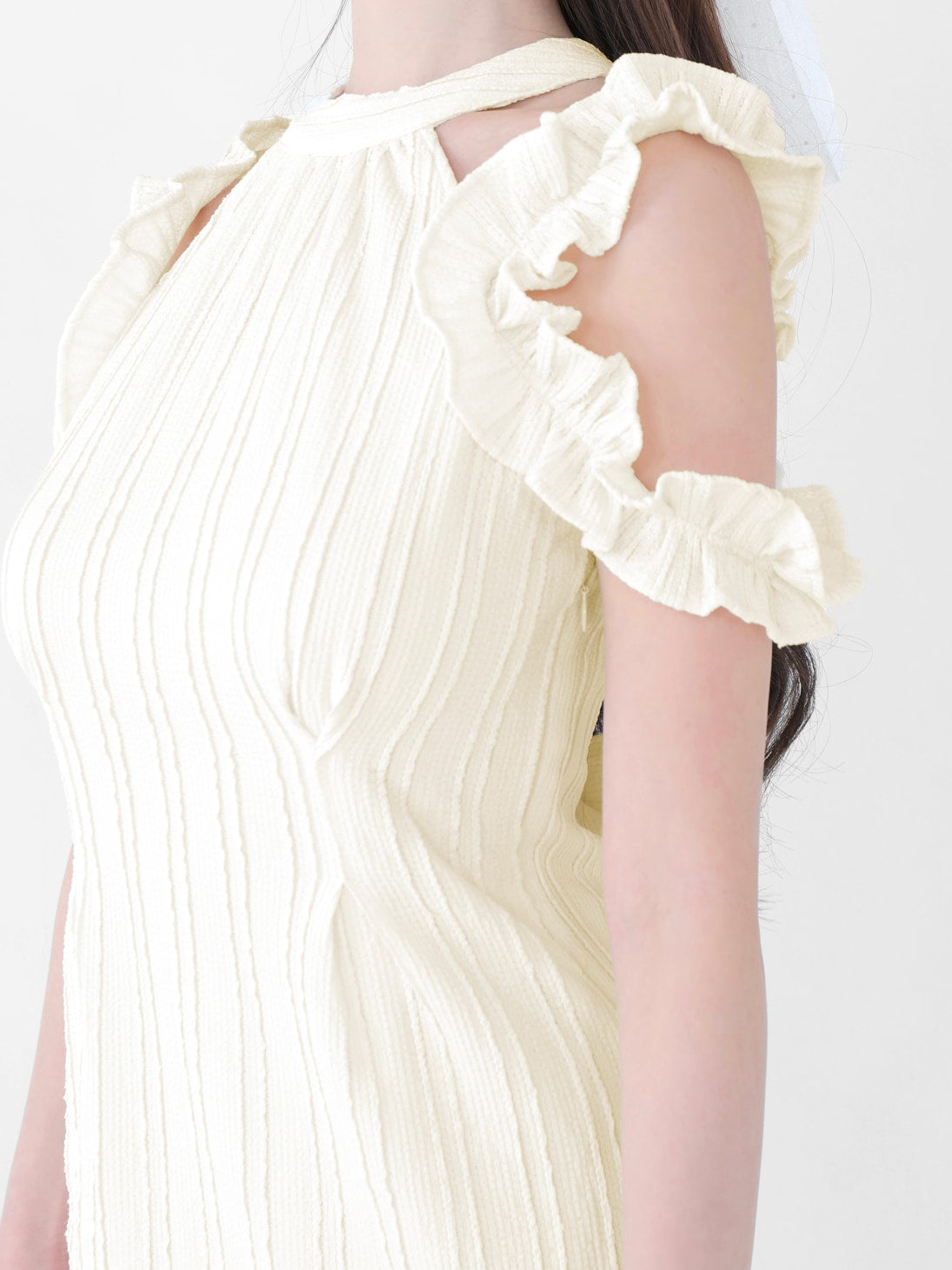 Back ribbon shirring mini onepiece(eme10705)