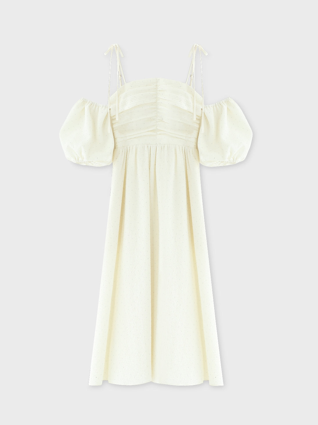 Puff sleeves studded long onepiece(eme10487)