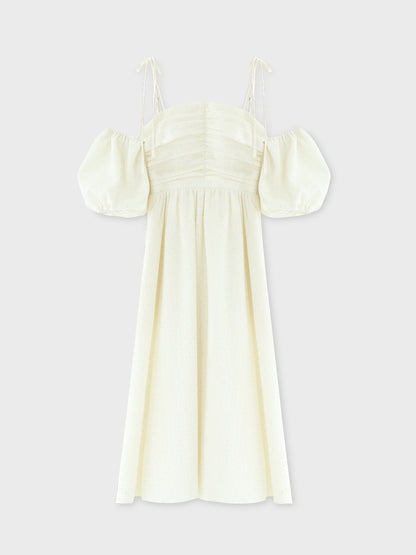 Puff sleeves studded long onepiece(eme10487)