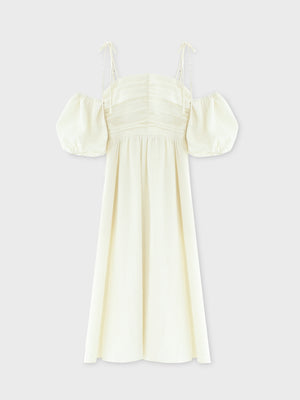 Puff sleeves studded long onepiece(eme10487)