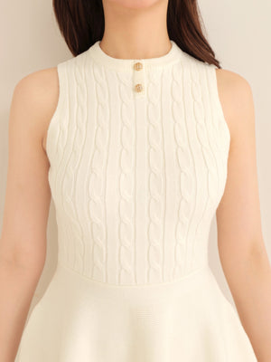 Cable knit layered onepiece(eme10802)