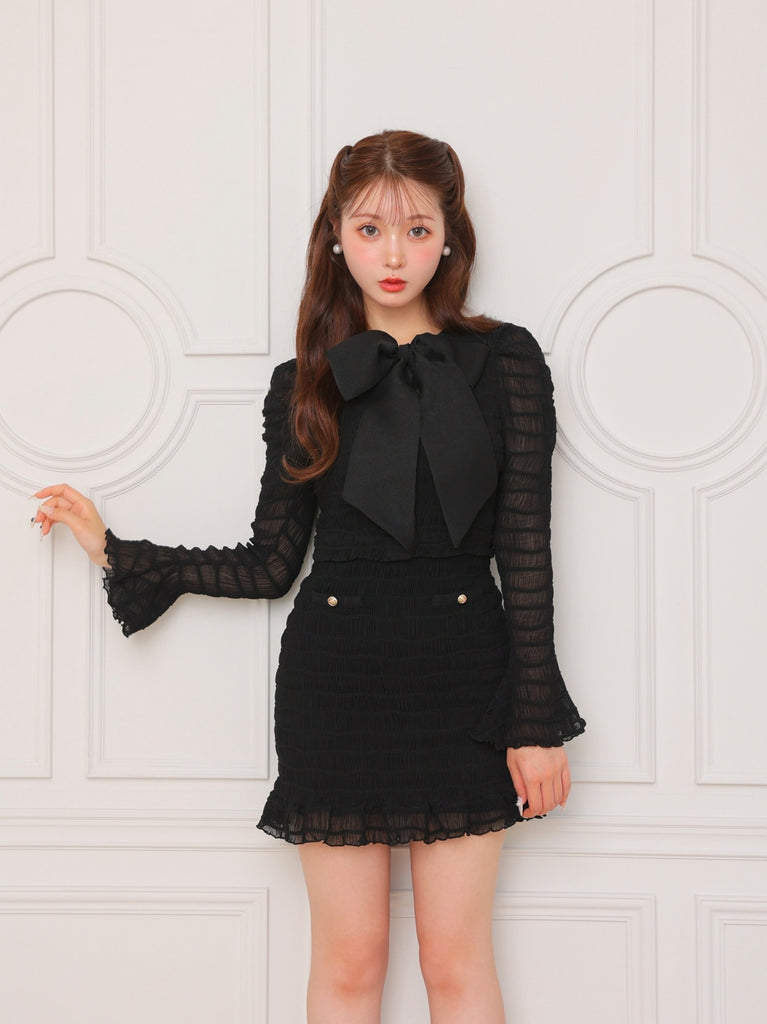 ribbon shirring mini onepiece(eme10719)