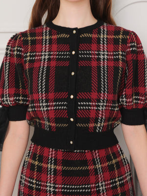 Royal tartan puff tops(eme10777)