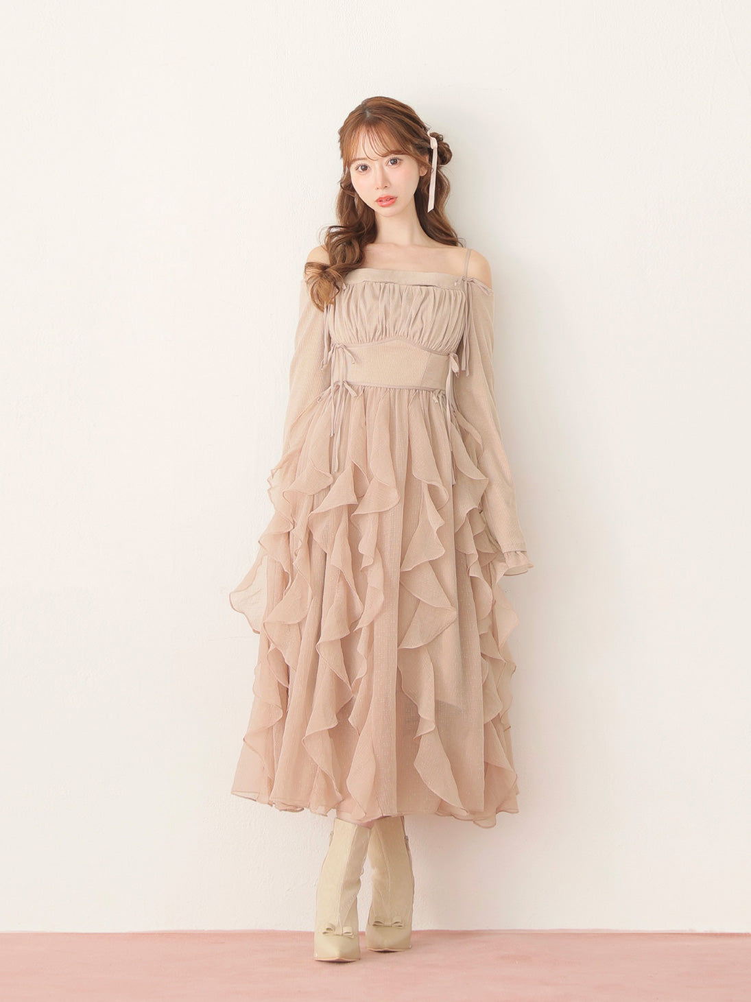 Ruffle frill chiffon docking onepiece(eme10769) – M me eme