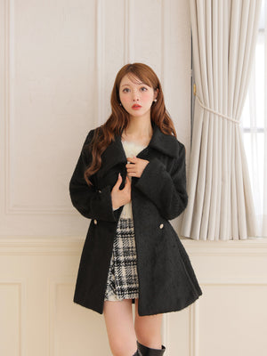 Shaggy belted coat(eme10779)
