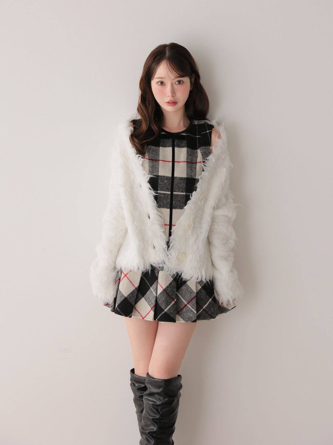 model：162cm　(size：F　color：Black mix)