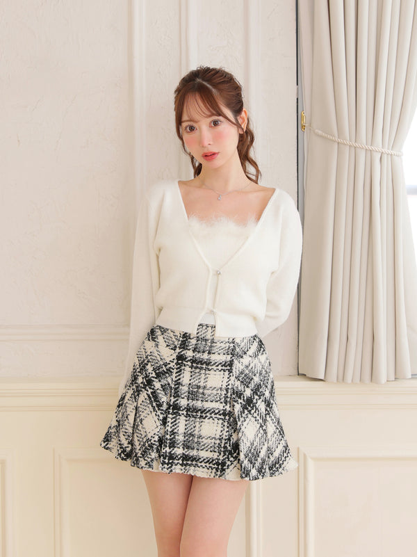 Feather knit cami cardigan(eme10750)