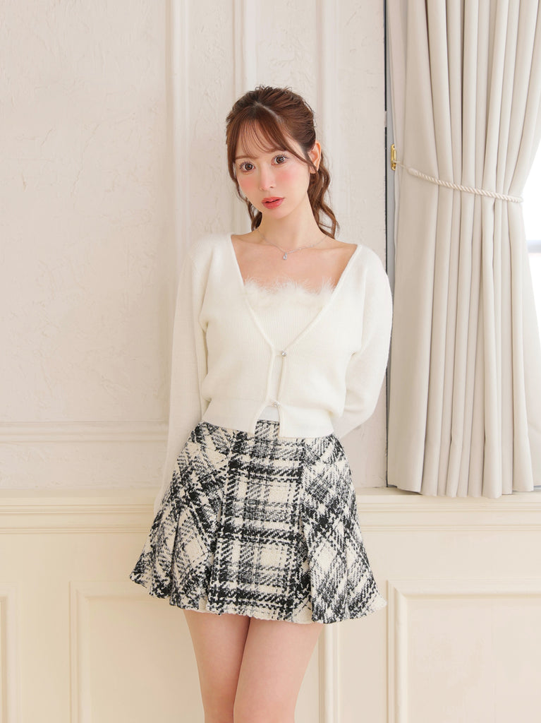 Feather knit cami cardigan(eme10750)