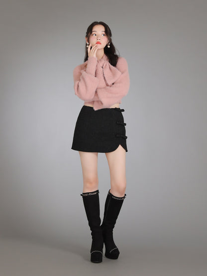 Scarf like shaggy knit tops (eme10372)