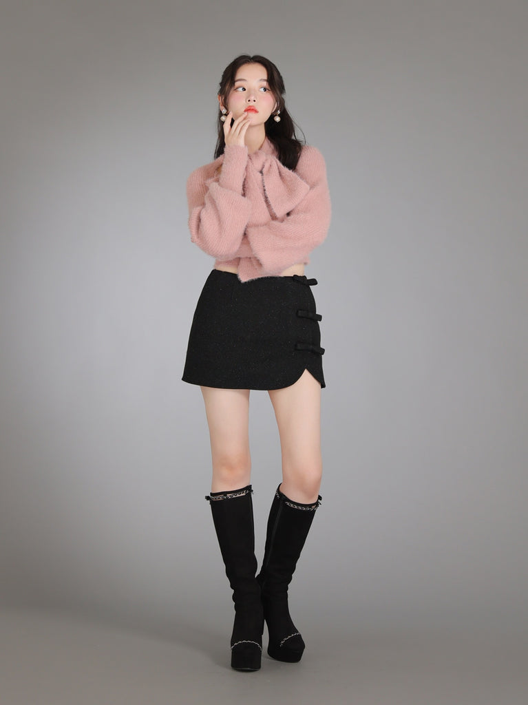 Scarf like shaggy knit tops (eme10372)