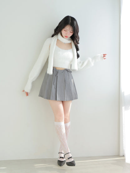 【SALE】Waist bijou pleated skirt (eme10432)