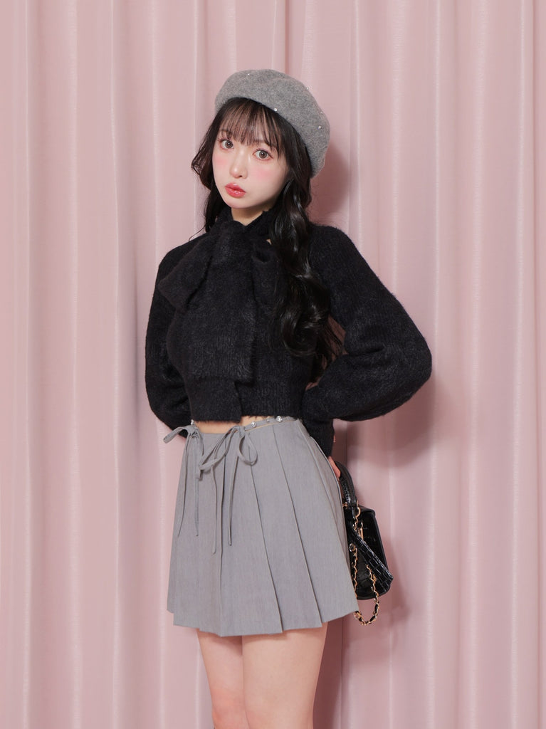 Scarf like shaggy knit tops (eme10372)