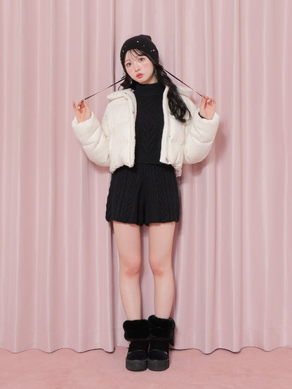 Ribbon tweed short down jacket (eme10458)