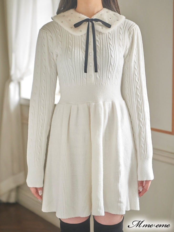 【SALE】Bijou pet flare knit dress (eme10254)