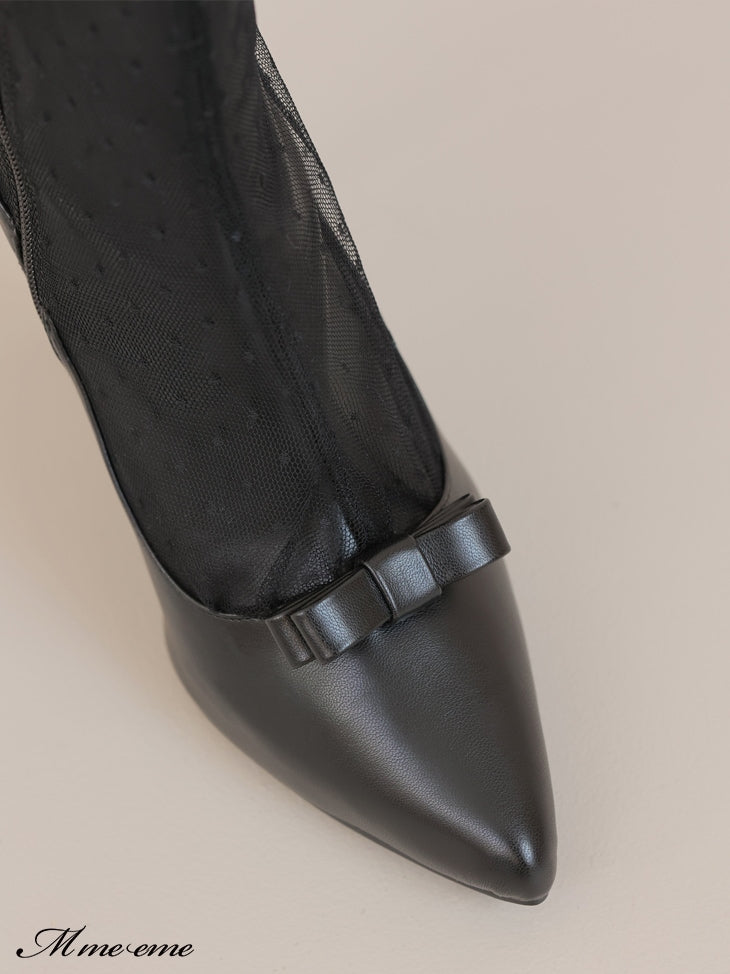 【SALE】Dot tulle short boots (eme10281)