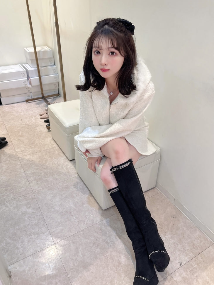 【SALE】Cut design chain long boots (eme10328)