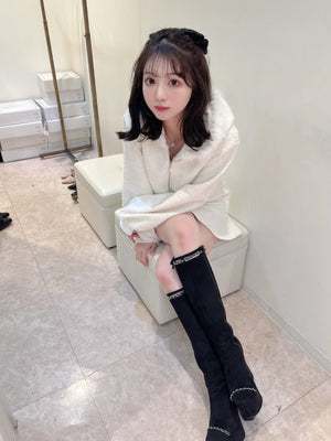 【SALE】Cut design chain long boots (eme10328)