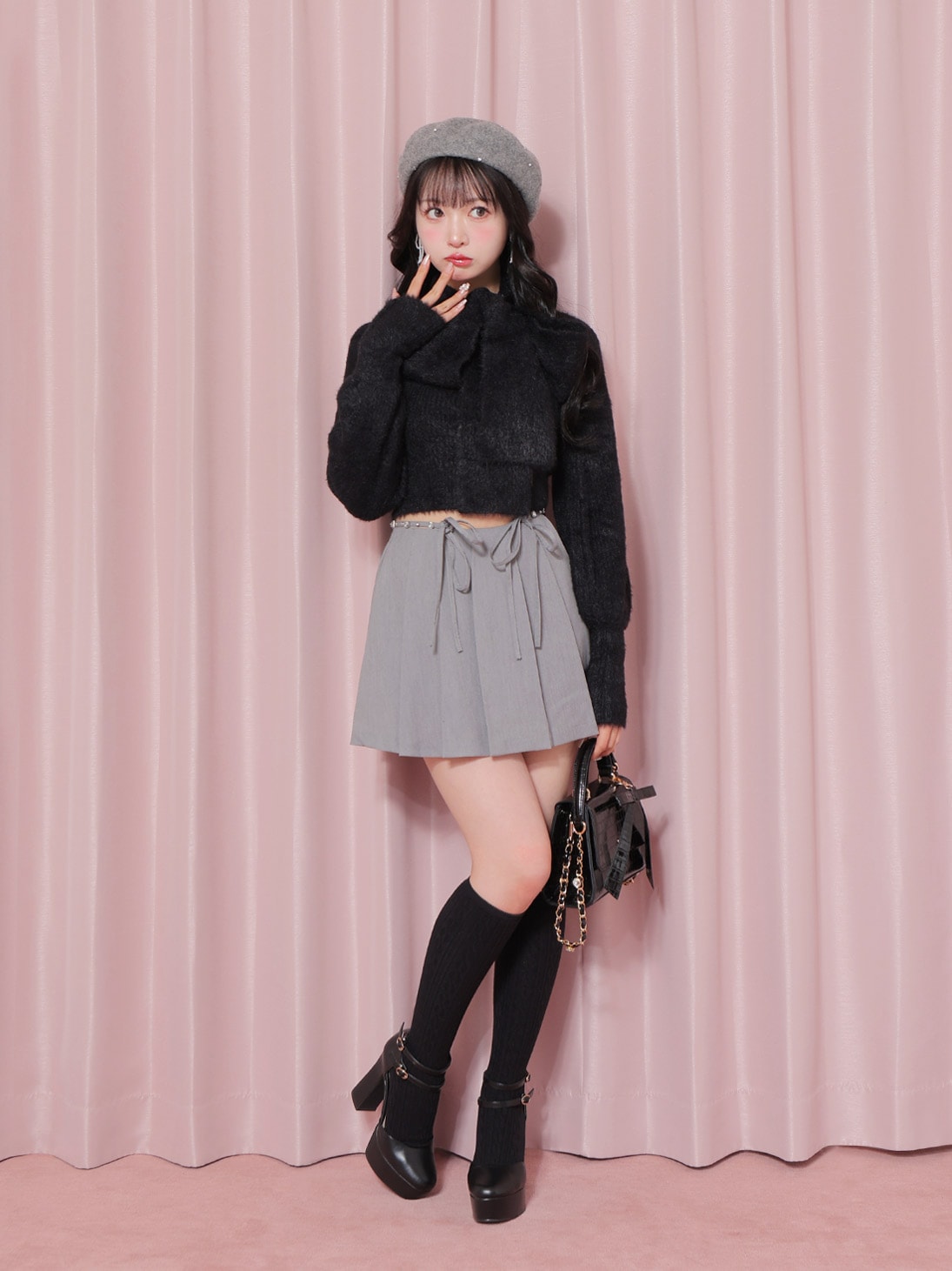 Scarf like shaggy knit tops (eme10372)