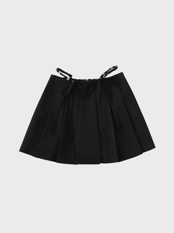 【SALE】【70％OFF】Waist bijou pleated skirt (eme10432)