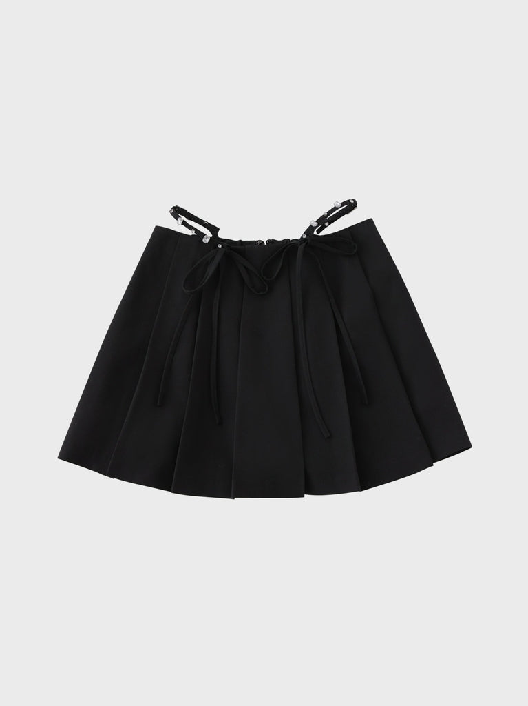 【SALE】Waist bijou pleated skirt (eme10432)