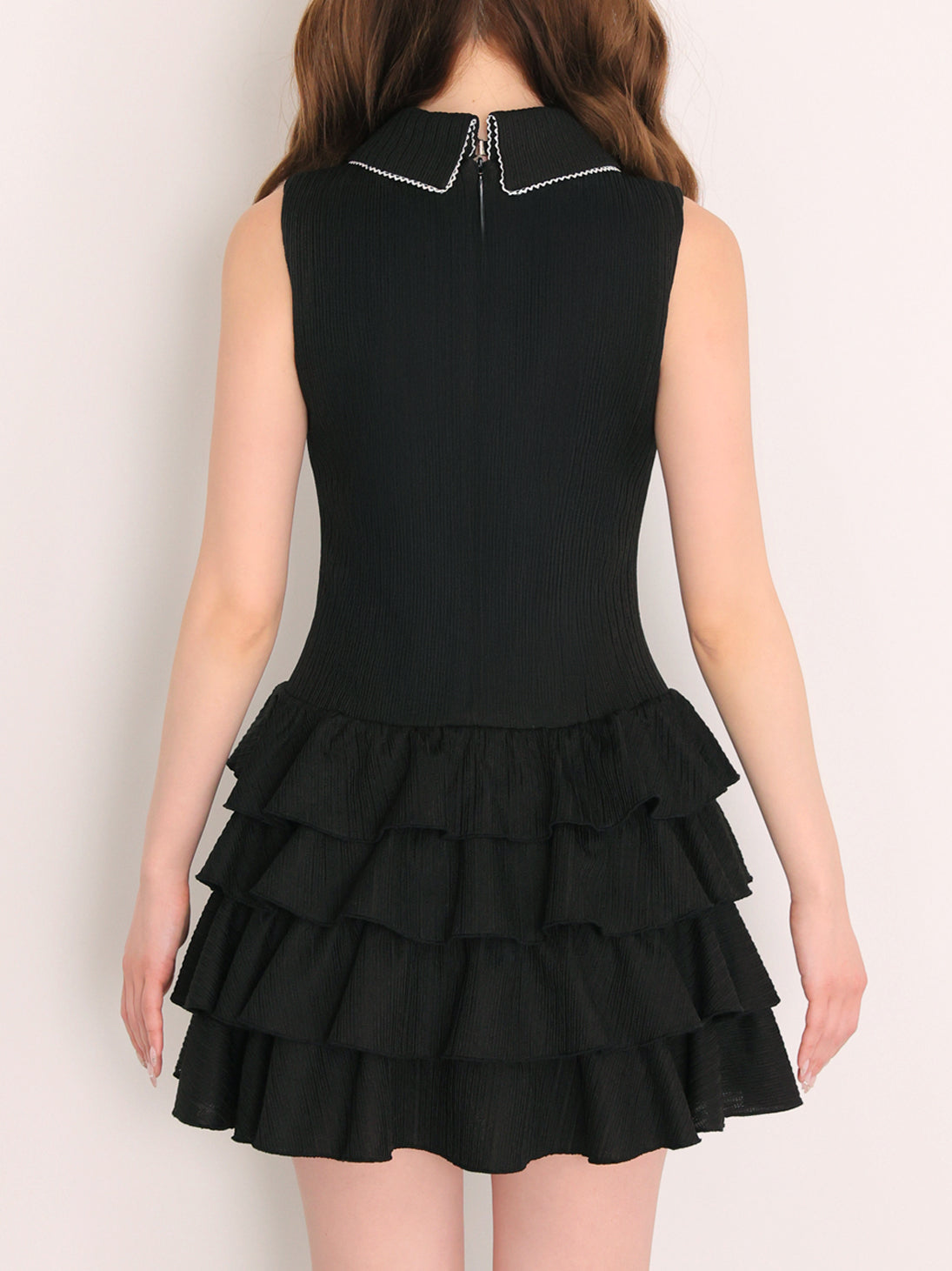 Ribbon collar tiered mini onepiece(eme11044)