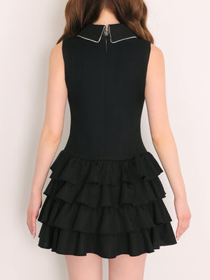 Ribbon collar tiered mini onepiece(eme11044)