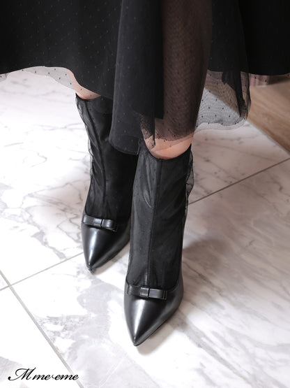 【SALE】Dot tulle short boots (eme10281)