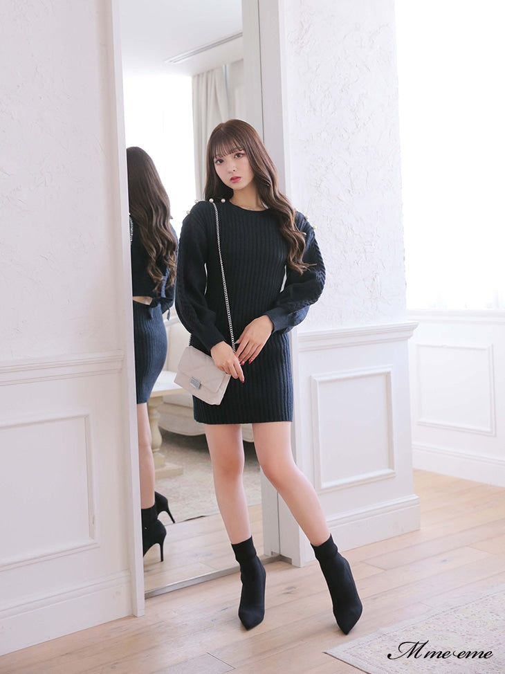 【SALE】Back ribbon knit dress (eme10112)