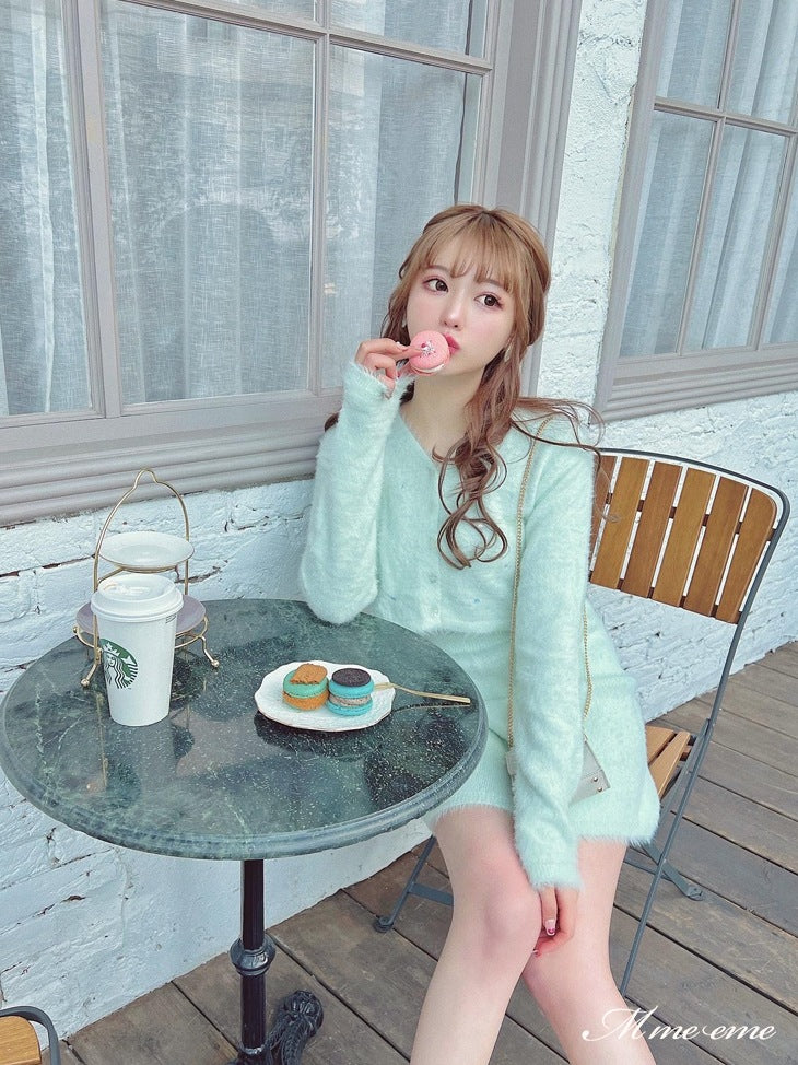 【SALE】Sequin shaggy knit cardigan(eme10213)