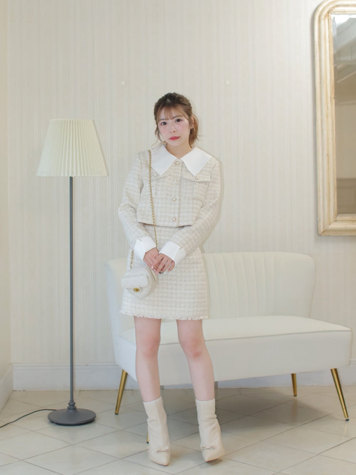 【SALE】Sweet spring tweed mini skirt (eme10338)
