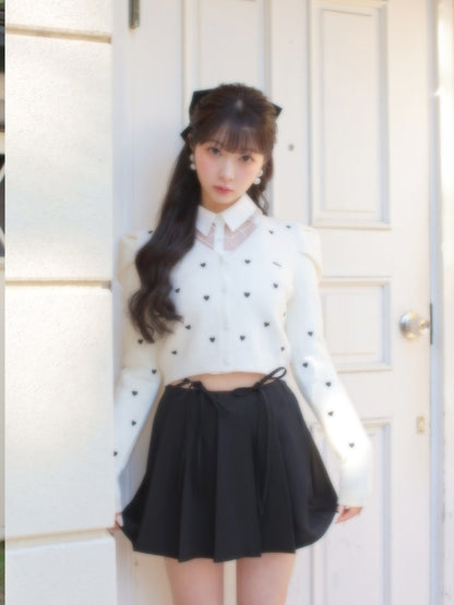 【SALE】Waist bijou pleated skirt (eme10432)